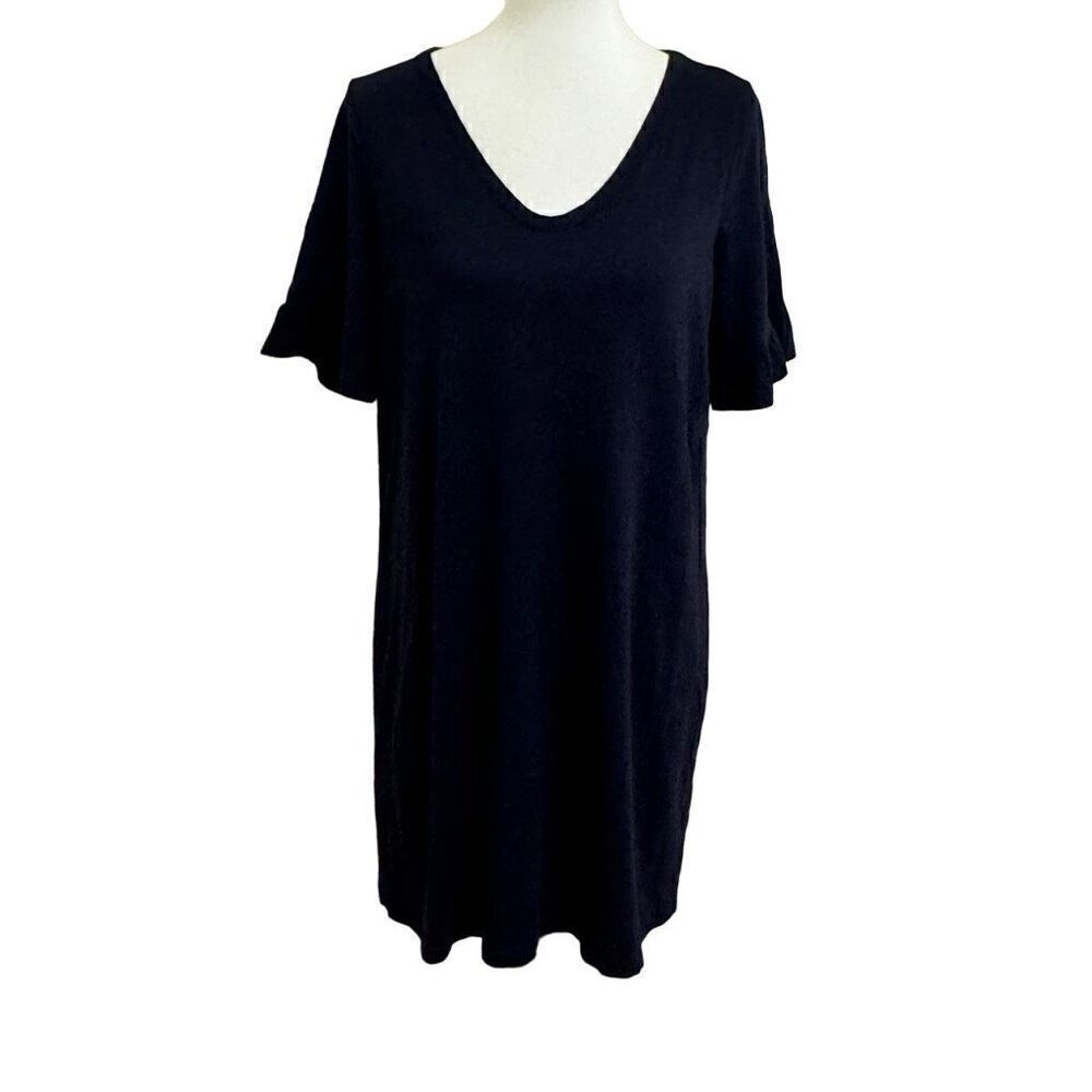 Boden Imogene Navy Blue Tshirt Dress Short Ruffle Sleeves Size 12 Style J0416